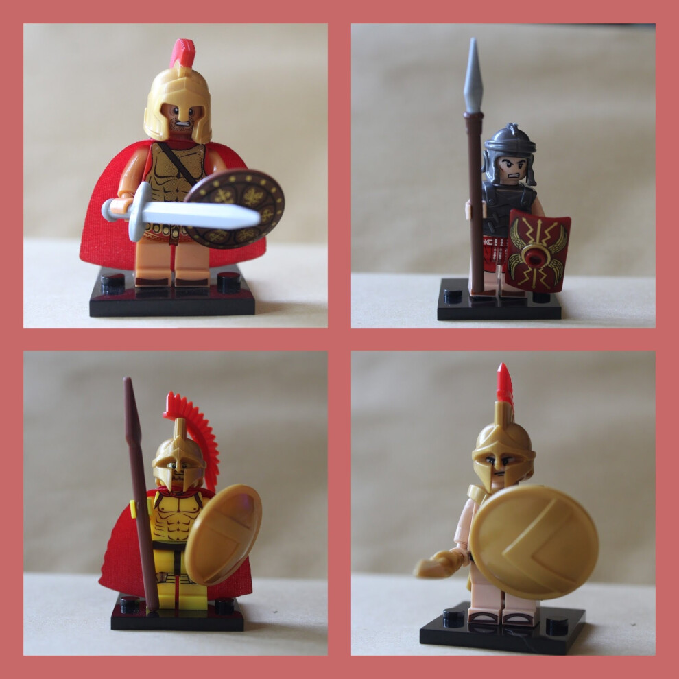 (Roman Centurions 4 Figures) Roman Soldiers Castle Knight Mini Figures Fit Lego