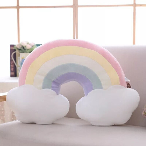 (Rainbow) Rainbow Plush Sofa Pillow Cushion Sleeping Pillow Cloud Moon Home Decoration