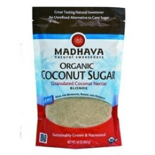 Madhava Natural Sweeteners, Óriás Kókusz Cukor, Nem Tisztított, 16 oz (454 g)