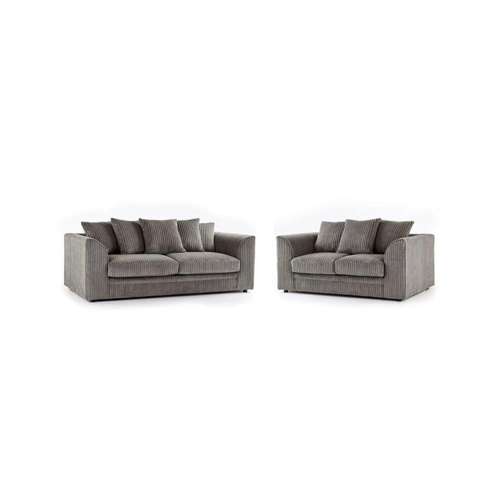 (3&2 Grey) Premium Porto Jumbo Cord 3 and 2 Seater Sofa Set