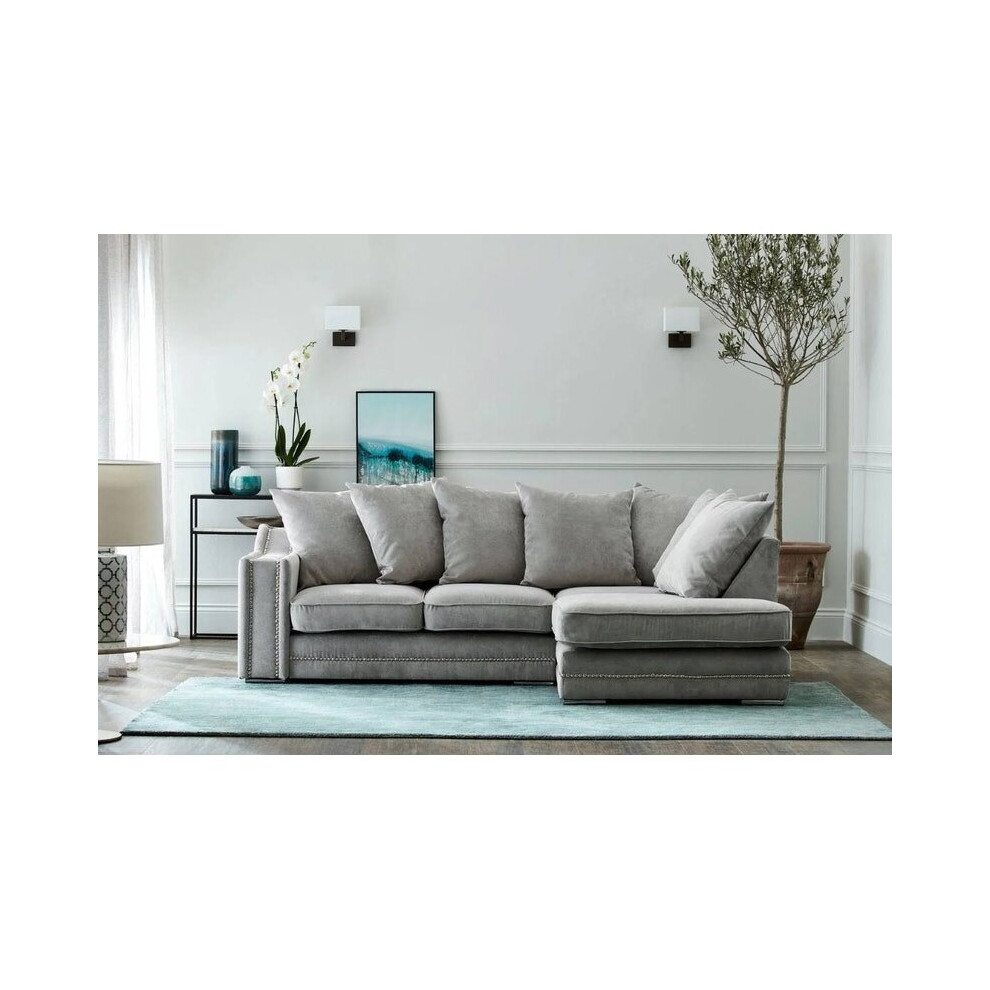 (Right Hand, Seal Grey) Luxury Cruise Corner Sofa- Studded Arms