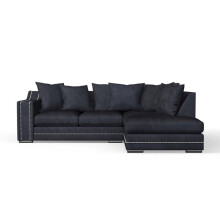 (Right Hand, Charcoal) Luxury Cruise Corner Sofa- Studded Arms