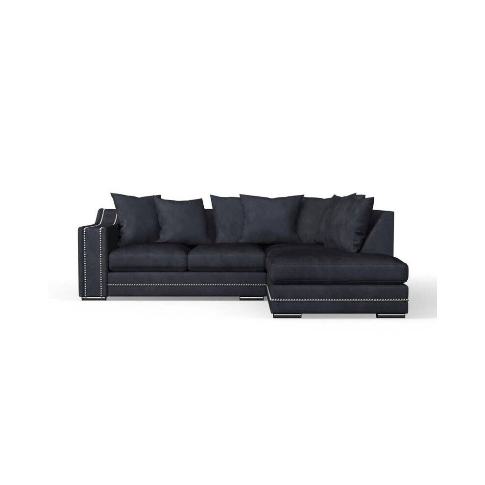 (Right Hand, Charcoal) Luxury Cruise Corner Sofa- Studded Arms