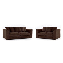 (3&2 Chocolate) Premium Porto Jumbo Cord 3 and 2 Seater Sofa Set