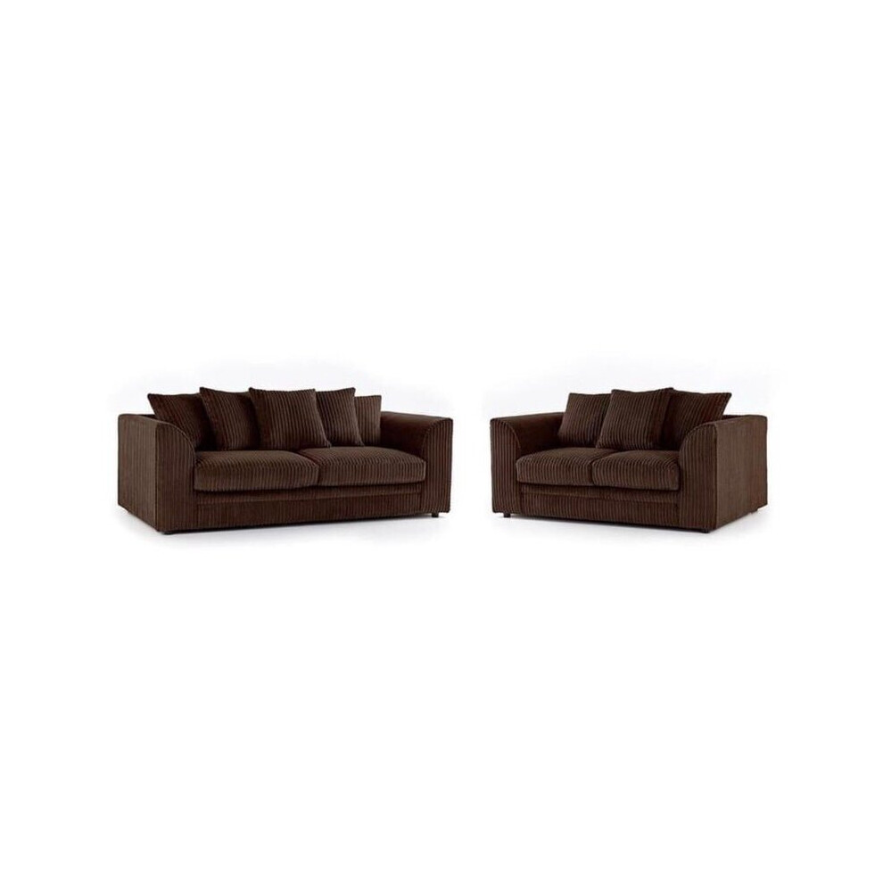 (3&2 Chocolate) Premium Porto Jumbo Cord 3 and 2 Seater Sofa Set