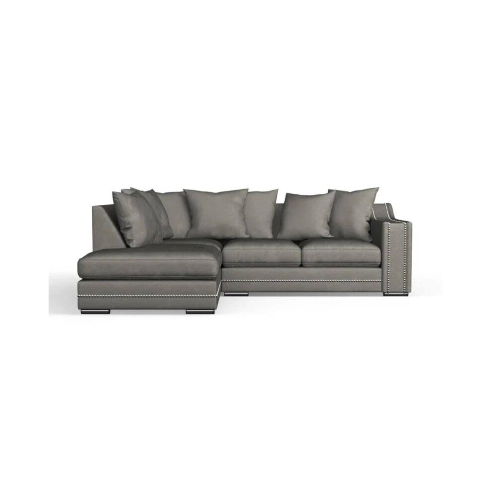 (Left Hand, Seal Grey) Luxury Cruise Corner Sofa- Studded Arms