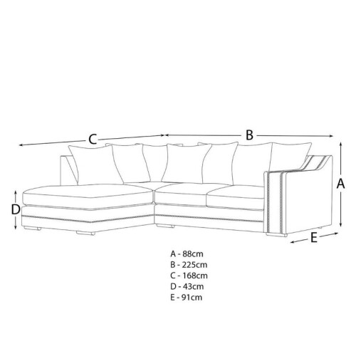 Furniture 786 (Left Hand, Charcoal) Luxury Cruise Corner Sofa- Studded Arms 1