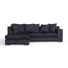 (Left Hand, Charcoal) Luxury Cruise Corner Sofa- Studded Arms