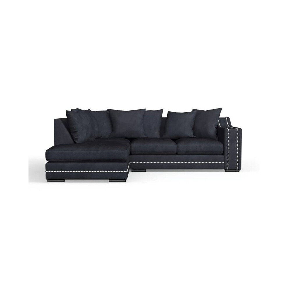 (Left Hand, Charcoal) Luxury Cruise Corner Sofa- Studded Arms