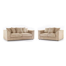 (3&2 Coffee) Premium Porto Jumbo Cord 3 and 2 Seater Sofa Set