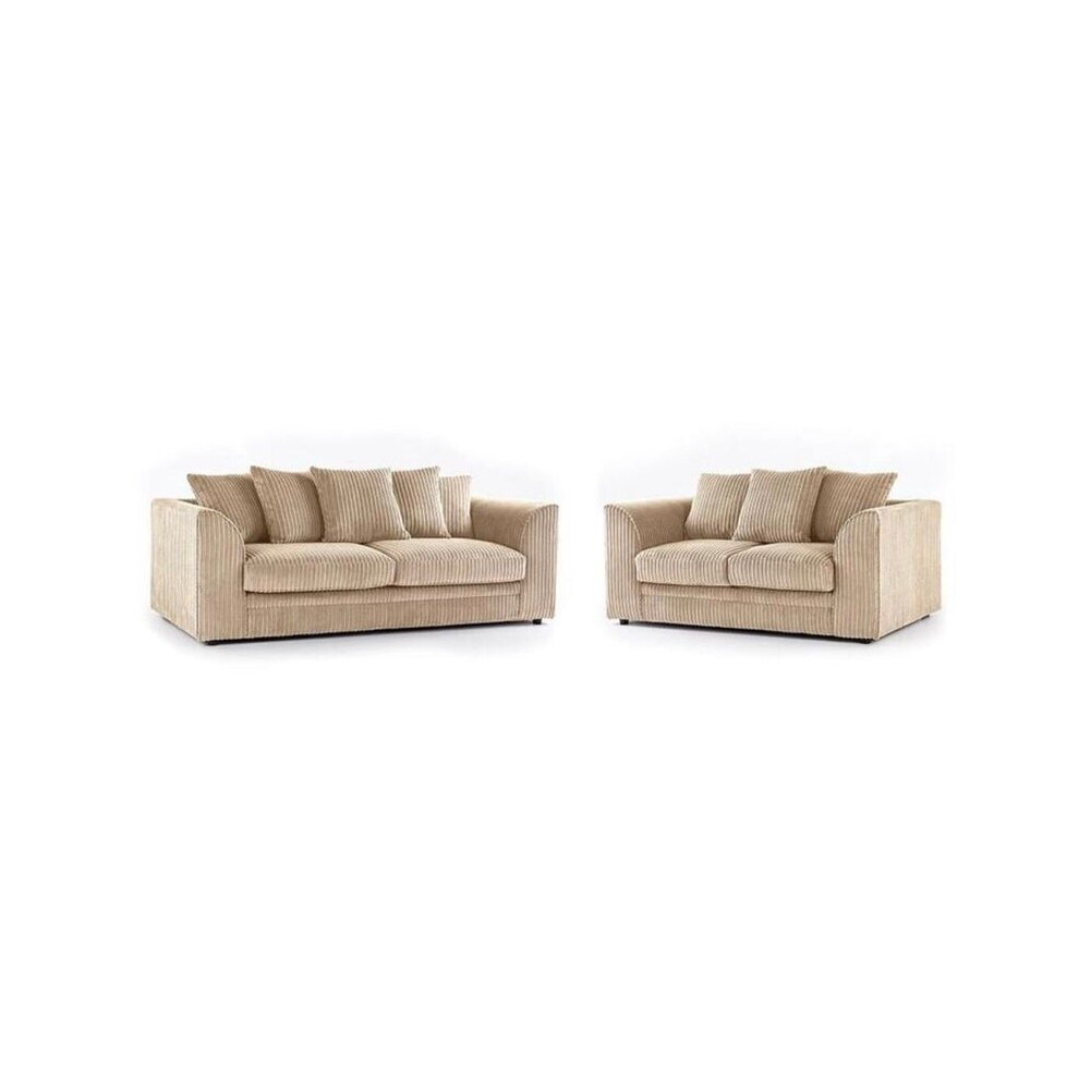 (3&2 Coffee) Premium Porto Jumbo Cord 3 and 2 Seater Sofa Set