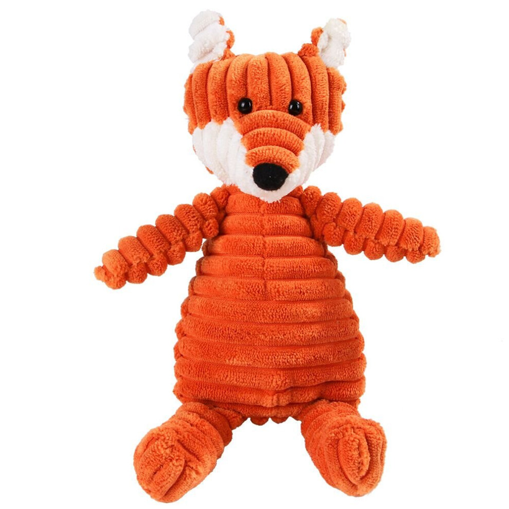 (Fox) Corduroy Dog Toys For Small Large Dogs Animal Shape Plush Pet Puppy Squeaky