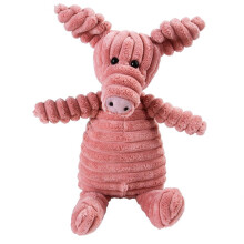 (Pig) Corduroy Dog Toys For Small Large Dogs Animal Shape Plush Pet Puppy Squeaky