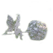 (F) Metal Flower Fairy Dandelions Statues Dance Together Yard Ornaments Garden Decor