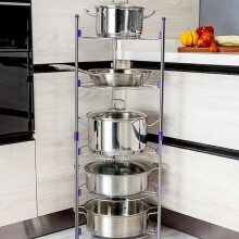 FUTUREBATT 5 Tier Kitchen Pan Stand Saucepan Pot Frying Pan Rack Chrome Storage Organiser Shelf Holder