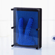 (Blue, L) Funny Game 3D Clone Shape Pin Art Pinscreen Hand Mold Toy Gifts For Kids Adult
