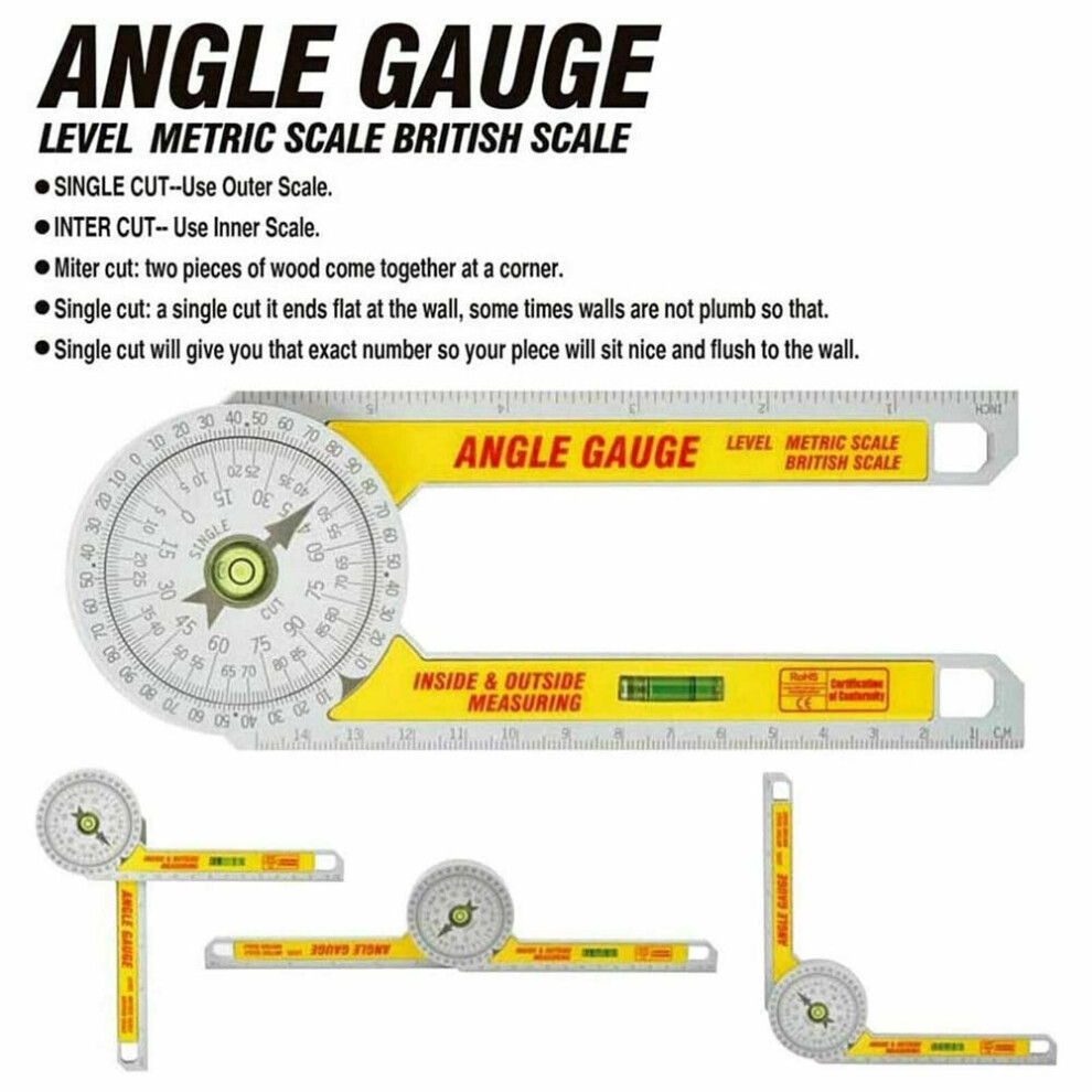 Angle Finder Miter Saw Protractor Measuring Ruler Tool Goniometer Pro Durable 7385939197322