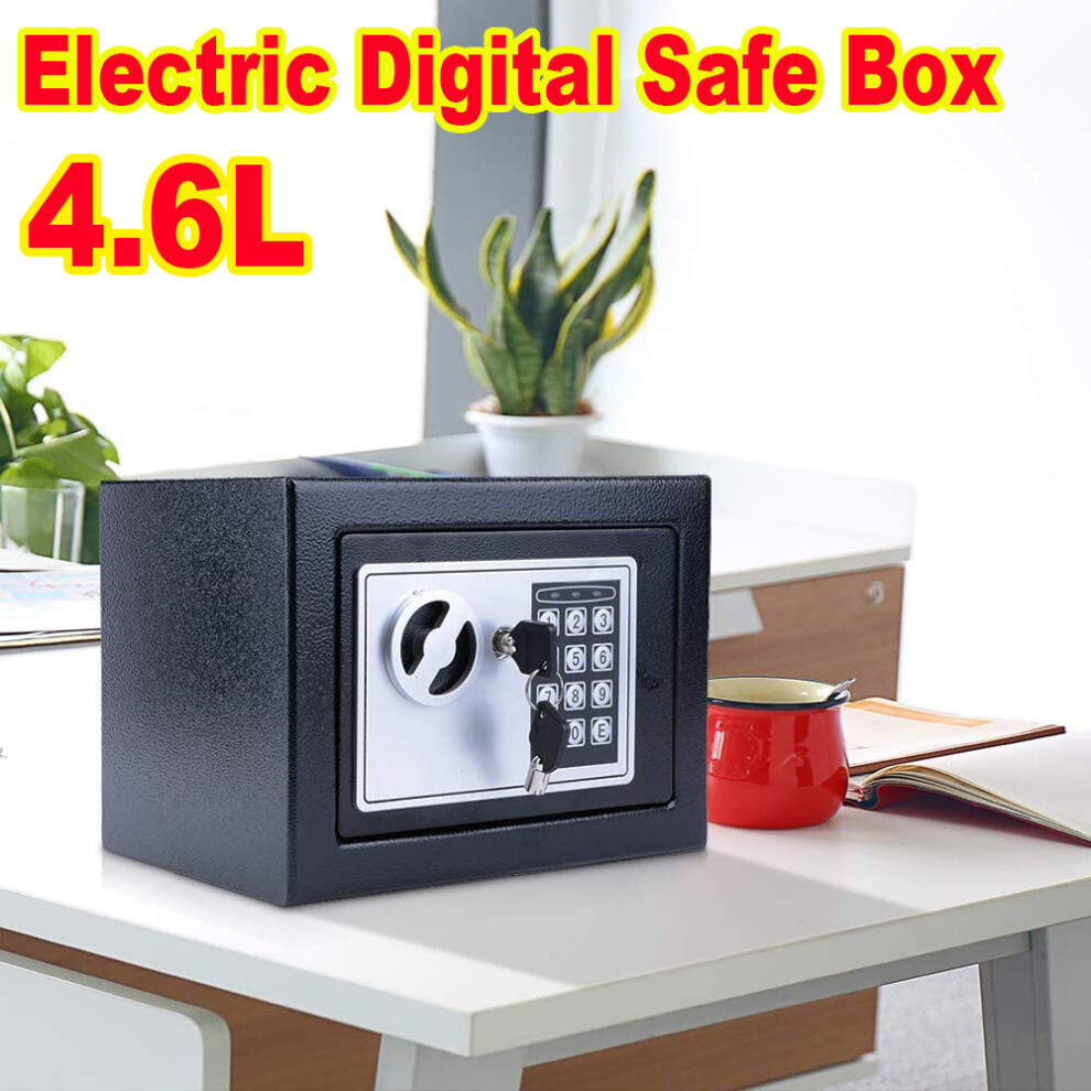 4.6L Fireproof Wall Safe Box Security Home Office Money Cash W/Keys Black