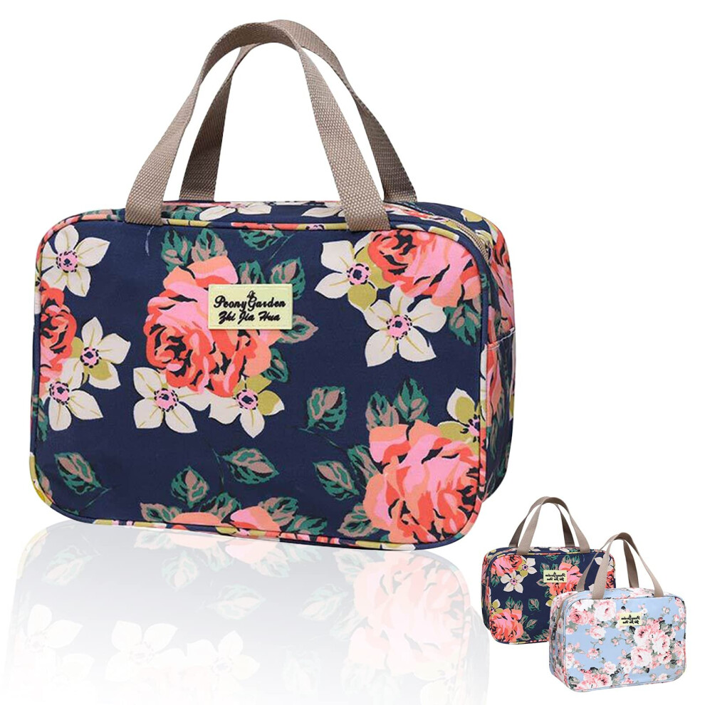 Toiletry Bag, Hand-Held Travel Hanging Bag Cosmetic Hangbag, Portable Makeup Organizer Waterproof Leakproof Floral Cosmetic Case, Bathroom Storage-image-OPC-P8NB6SY-NEW