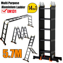 5.7M 14 IN 1 Multi-Purpose Aluminium Telescopic Folding Ladder UK