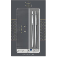 Zestaw upominkowy Parker Jotter Duo Dlugopis i olσwek automatyczny (0,5 mm) Stal nierdzewna z chromowanymi wykonczeniami Wysokiej jakosci wklad z nie