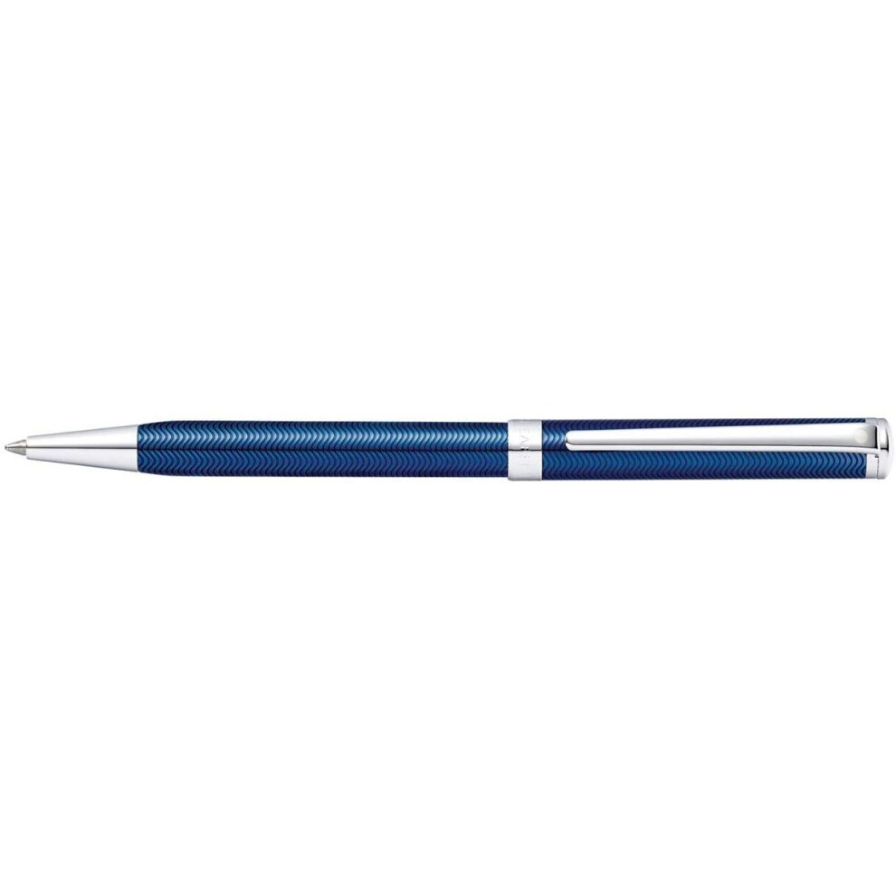 Sheaffer Intensity - Refillable Ballpoint Pen, Engraved Blue Lacquer, Chrome Trim