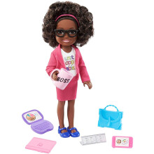 Barbie Chelsea Kann Alles Sein Puppe & Spielset, Brünette Chefin Puppe mit Lockigem Haar