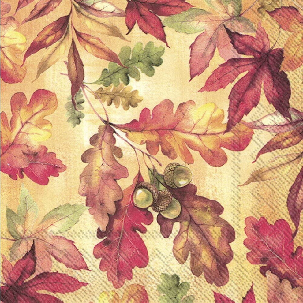 IHR Autumn Bright Leaves Cocktail Paper Napkins 20-Pack Disposable 3-Ply