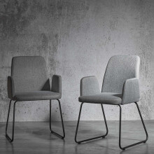 2x Grey Tub Armchair Padded Seat Office Chair Accent Chair Black Legs Modern
