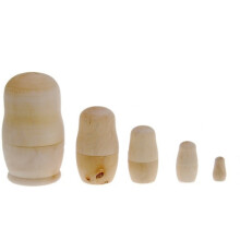5Pcs Wooden White Embryo DIY 5-layer Nesting Hand-painted Russian Doll Kids Toys