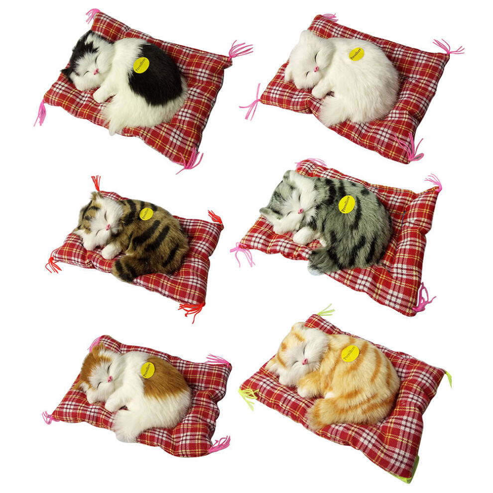 Zeus (White) Sleeping Cats Plush Stuffed Toy Press Simulation Sound Animal Cute Doll Kids Gift White