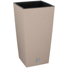 (H61cmxD32.5cm, Beige) Square Rattan Tall Large Plant Pot Flower Planters