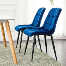 Blue Comfortable Velvet Dining Office Home Chairs Furniture, Set of 2