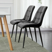 2X Dark Grey Comfortable Velvet Office Home Chairs Furniture , Best