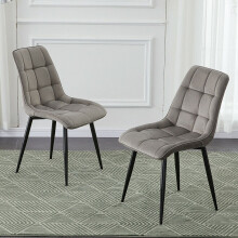 2X Grey Comfortable Velvet Dining Office Home Chairs Furniture , Best