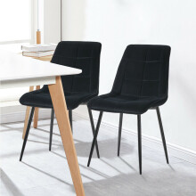 Black Comfortable Velvet Dining Office Chairs Furniture , Set of 2