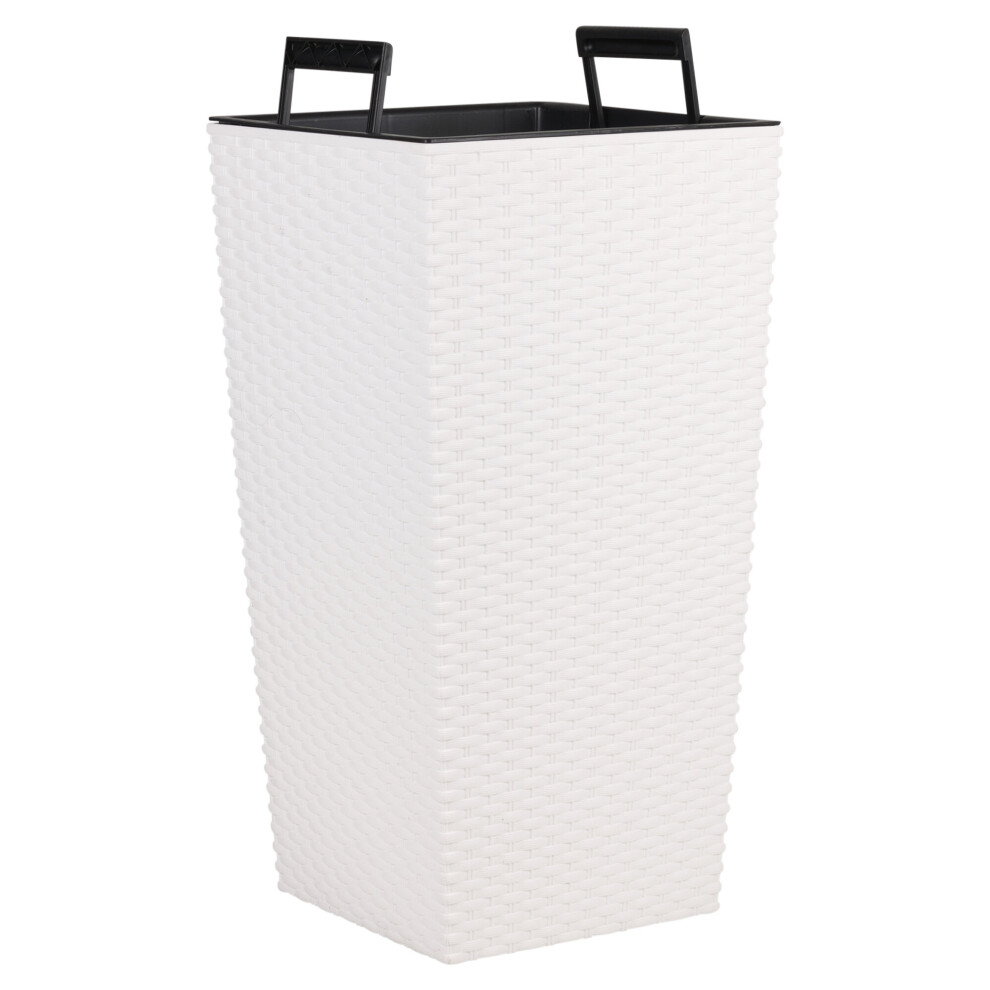 (H55cmxD28.7cm, White) Square Rattan Tall Large Plant Pot Flower Planters