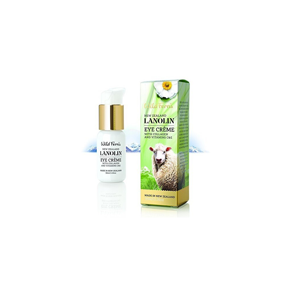 Wild Ferns Cream Lanolin Eye Crme With Collagen And Vitamin C & E, 99% Natural, 30 Milliliters
