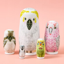 5Pcs/Set Stackable Cartoon Owl Matryoshka Gift Ornament Nesting Dolls Puzzle Toy