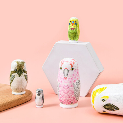 5Pcs/Set Stackable Cartoon Owl Matryoshka Gift Ornament Nesting Dolls Puzzle Toy 1