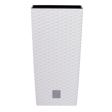 (H50cmxD26cm, White) Square Rattan Tall Large Plant Pot Flower Planters