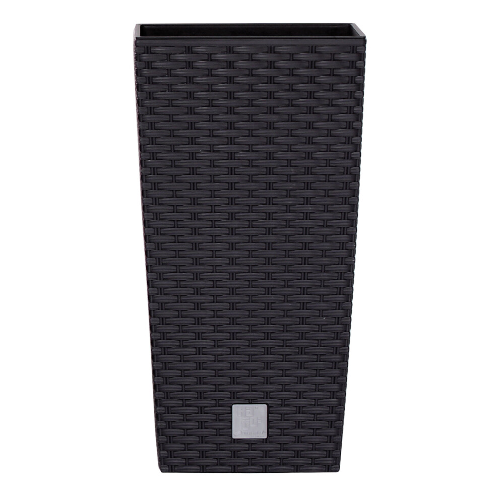 Urbn Living (H50cmxd26cm, Black) Square Rattan Tall Large Plant Pot Flower Planters
