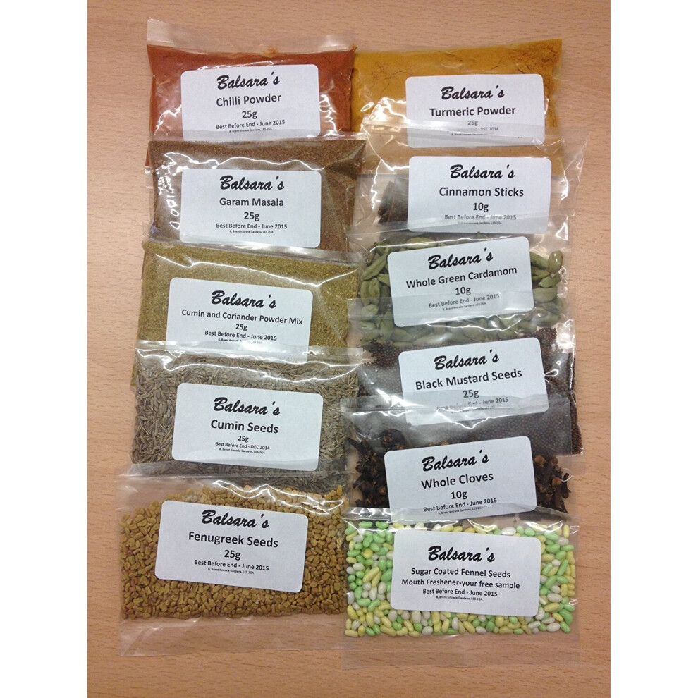 Balsara's Curry Spice Kit 10 Spices Indian Spice Refills For Spice Tin Masala Box