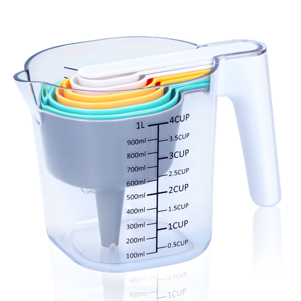 9 Piece Stackable Measuring Jug Cups & Spoons Baking Cooking Tool Set