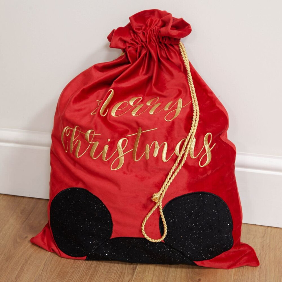 LUXURY RED VELVET DISNEY CHRISTMAS GIFT SACK - MICKEY