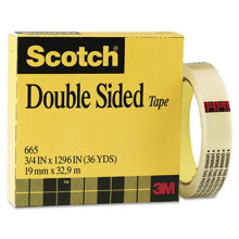 3M 665341296 665 Double-Sided Office Tape 3/4'' x 36 Yards 3'' Core Clear