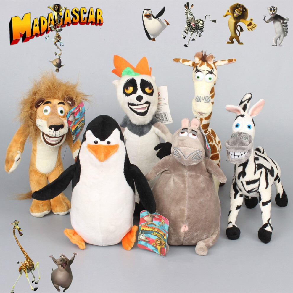(6pc, 25cm) 6pc Madagascar Character Plush Toys