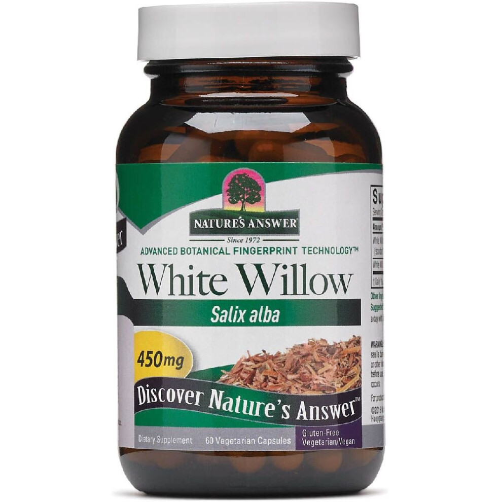 White Nature's Answer Willow 450 Mg Vegetarian Capsules 60'S