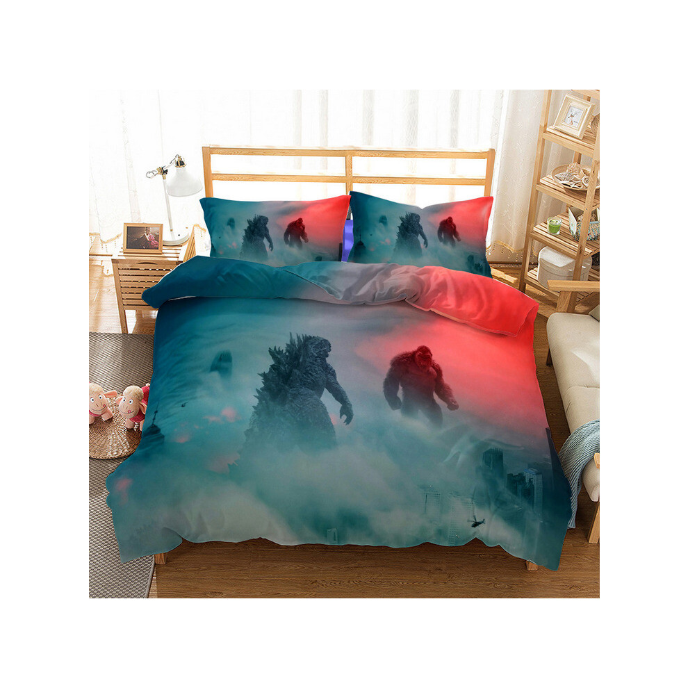 (Style 06, Single) Godzilla vs King Kong Bedding Single Double Duvet Cover SET