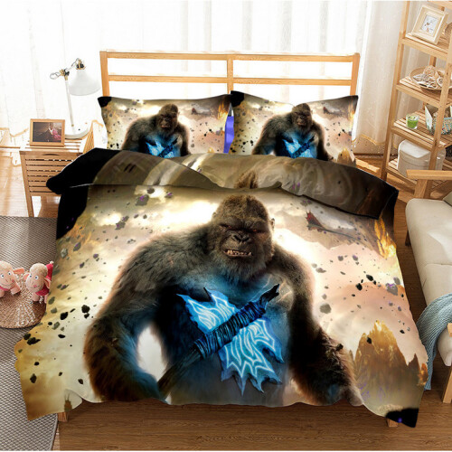 (Style 10, Single) Godzilla vs King Kong Bedding Single Double Duvet Cover SET
